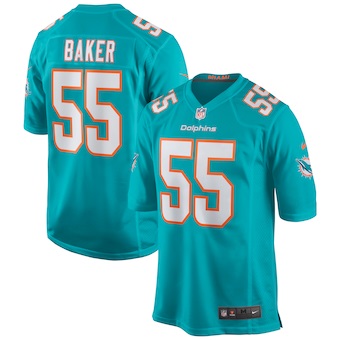 mens nike jerome baker aqua miami dolphins game jersey